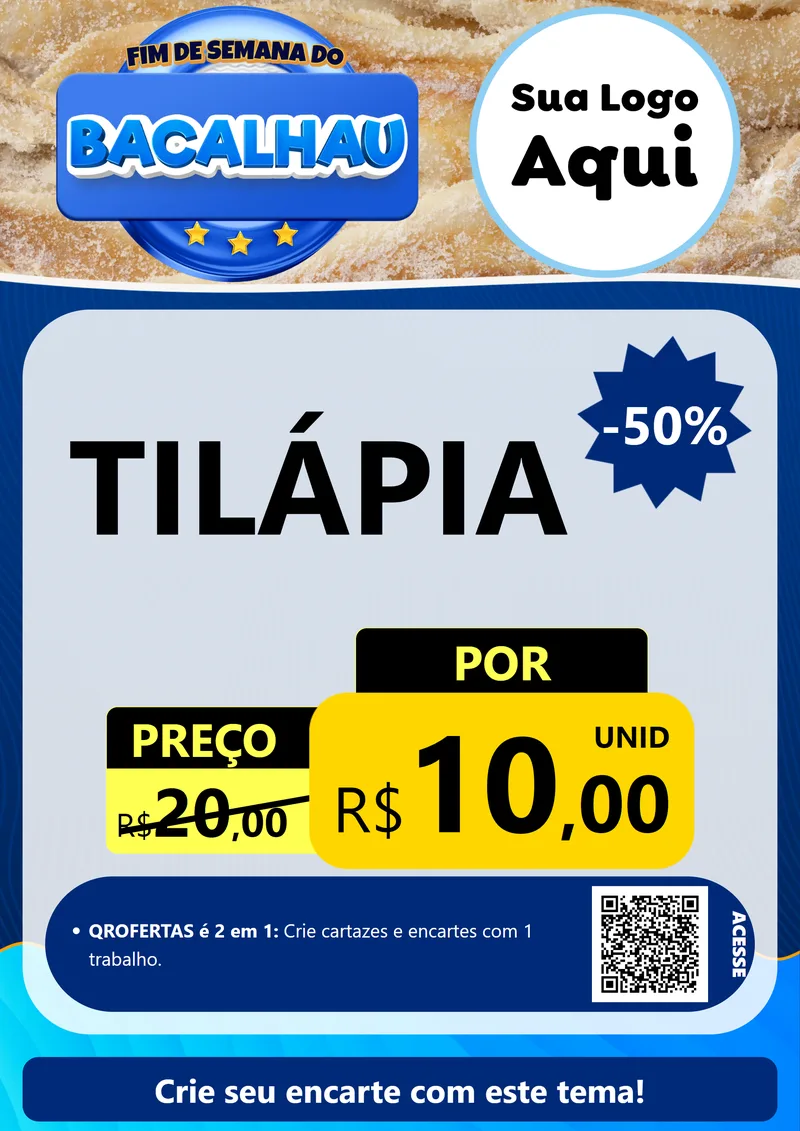 Modelo de Cartaz para Cartaz A4 Vertical com o tema Fim de Semana do Bacalhau para Peixaria