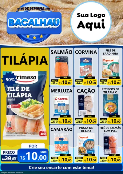 Modelo de Encarte para Encarte A4 Vertical com o tema Fim de Semana do Bacalhau para Peixaria