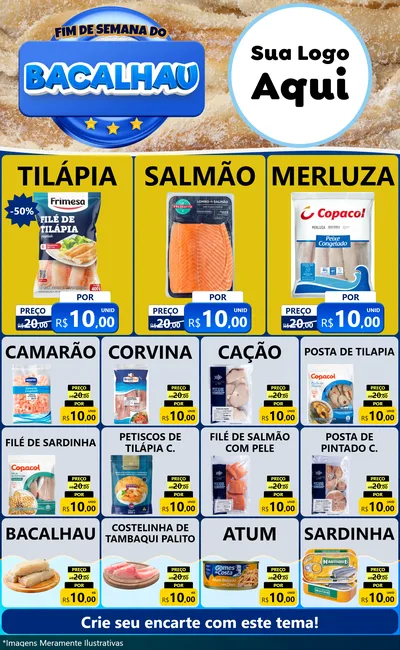 Modelo de Encarte para Encarte Grande com o tema Fim de Semana do Bacalhau para Peixaria