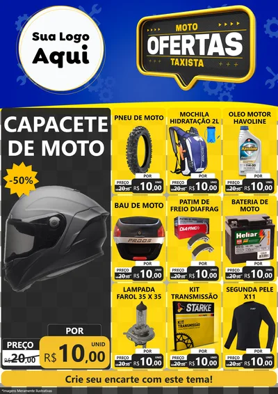 Modelo de Encarte para Encarte A4 Vertical com o tema Ofertas Moto Taxista para Moto peças