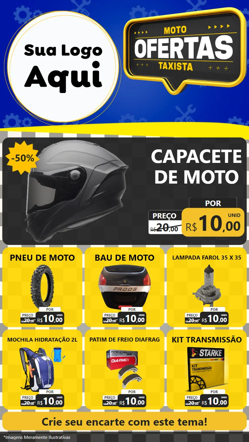 Modelo de Rede Social para Stories com o tema Ofertas Moto Taxista para Moto peças