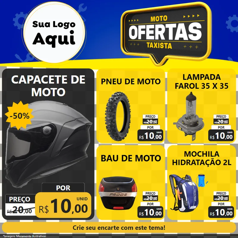 Modelo de Rede Social para Feed Facebook com o tema Ofertas Moto Taxista para Moto peças