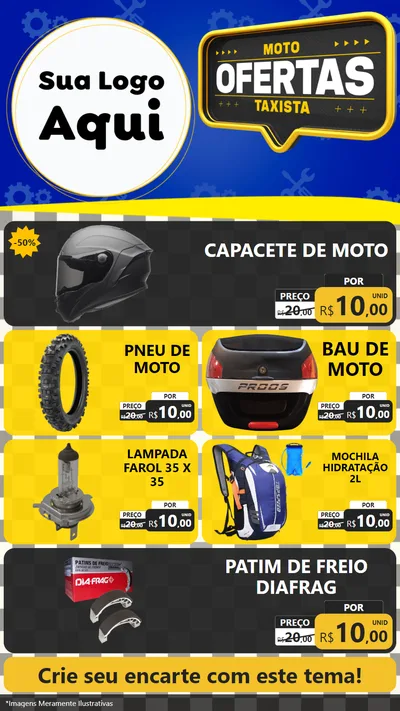 Modelo de TV para TV Vertical com o tema Ofertas Moto Taxista para Moto peças