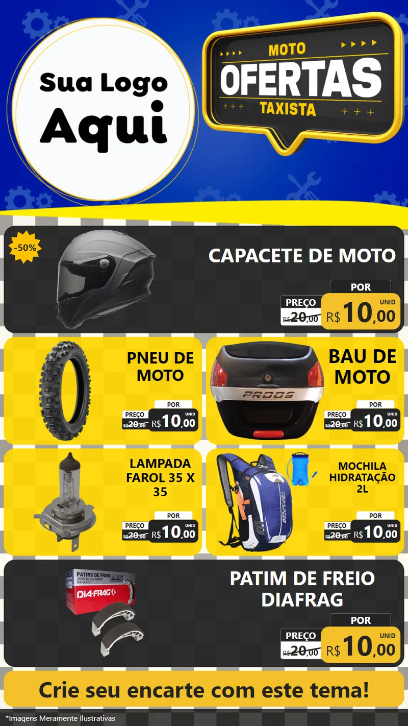 Modelo de TV para TV Vertical com o tema Ofertas Moto Taxista para Moto peças