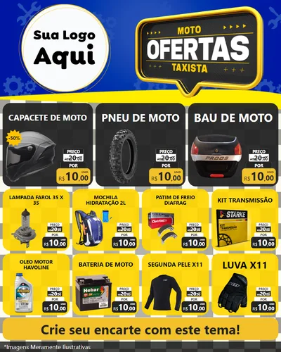 Modelo de Rede Social para Feed Instagram com o tema Ofertas Moto Taxista para Moto peças