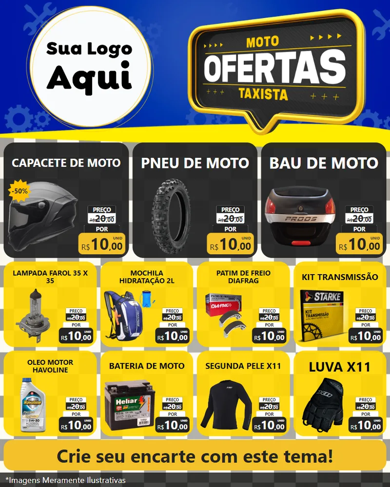 Modelo de Rede Social para Feed Instagram com o tema Ofertas Moto Taxista para Moto peças