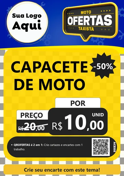 Modelo de Cartaz para Cartaz A4 Vertical com o tema Ofertas Moto Taxista para Moto peças